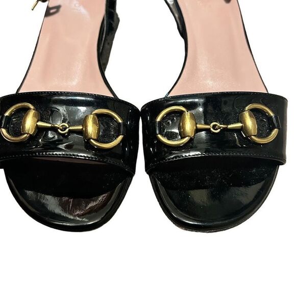 Gucci Leather Horsebit Low Heel Sandals - Picture 6 of 9
